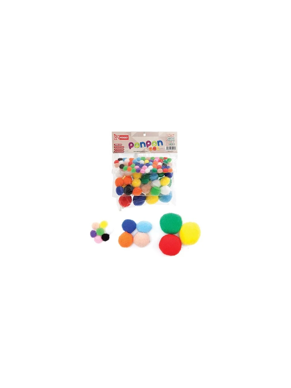Mikro Pnc-123 Ponpon Set(10Mm 50Ad-20Mm 25Ad-30Mm