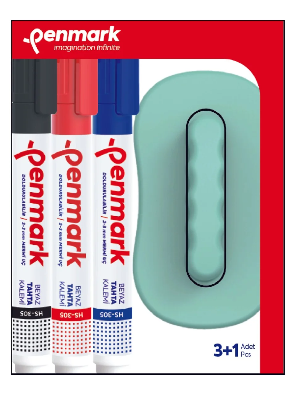 Penmark Beyaz Tahta Kalemi 3 Lü Set+silgi
