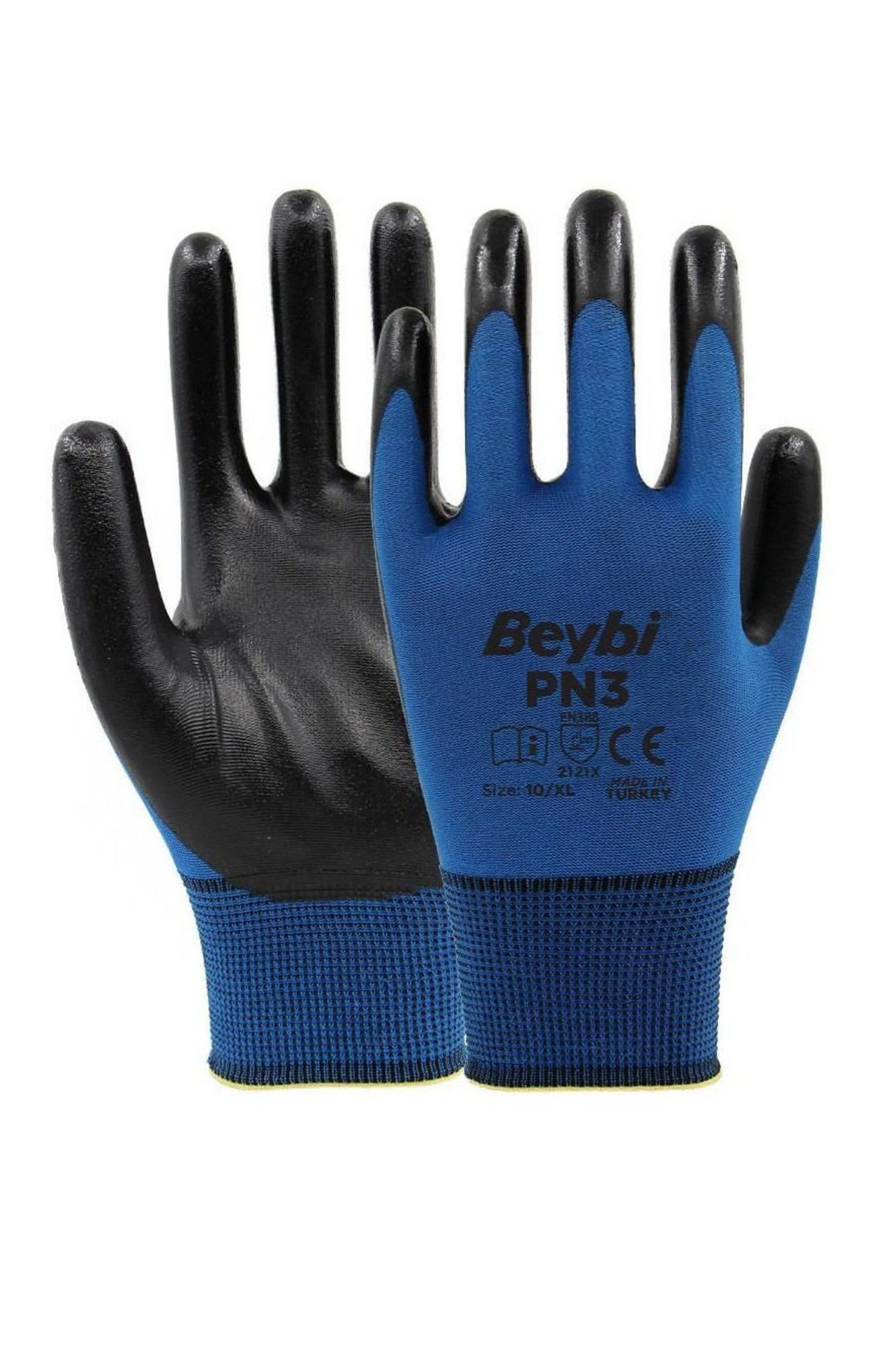 1 Beybi PN3 Zebra Polyester Örme Nitril İş Eldiveni No:10 xl - Görsel 1