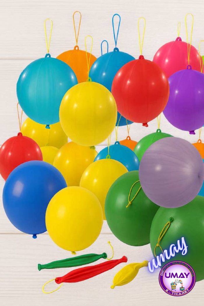 20 Adet Zıpzıp Balon | İpli Lastikli Punch Panç Büyük Balon - Görsel 2