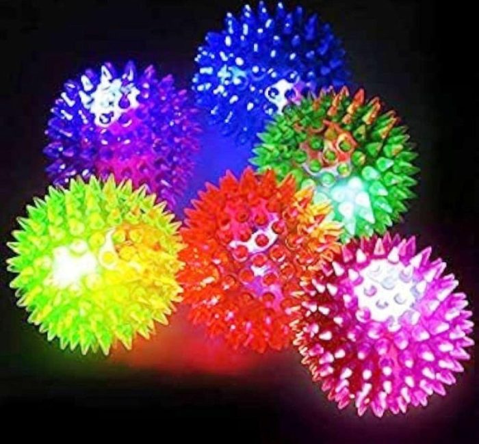 4 PCS FLASHING SPIKY LİGHT BALL 4 ADET SESLİ LED IŞIKLI KİRPİ YOYO TOP STRES OYUNCAĞI PİLLİ IŞIK - Görsel 6