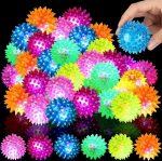 4 PCS FLASHING SPIKY LİGHT BALL 4 ADET SESLİ LED IŞIKLI KİRPİ YOYO TOP STRES OYUNCAĞI PİLLİ IŞIK - Görsel 5