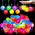 4 PCS FLASHING SPIKY LİGHT BALL 4 ADET SESLİ LED IŞIKLI KİRPİ YOYO TOP STRES OYUNCAĞI PİLLİ IŞIK
