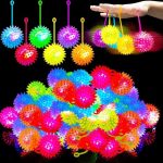 4 PCS FLASHING SPIKY LİGHT BALL 4 ADET SESLİ LED IŞIKLI KİRPİ YOYO TOP STRES OYUNCAĞI PİLLİ IŞIK