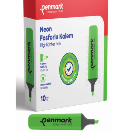 Penmark Neon Fosforlu Kalem Yeşil (10 Lu)Hs 505 02