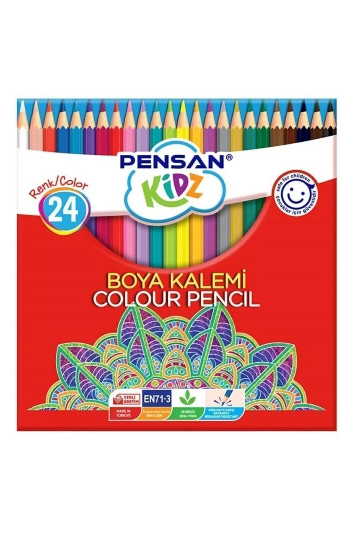 9 Pensan Kidz Kuru Boya Kalemi 24 Renk Tam Boy - Görsel 1