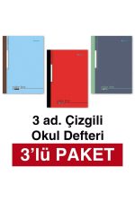 A4 Okul Defteri 3'lü PAKET Çizgili 60 yp. Dikişli