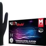 Beybi Muayene Eldiveni Medium Pudrasız Njoy Nitril Siyah 100 Lü Paket