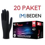 Beybi Njoy Pudrasız Siyah Nitril Eldiveni (M) Beden 20X100 Adet