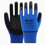 Beybi Pn3 Zebra Mavi Polyester Örme Nitril Inşaat Eldiveni 10 Beden -12 Çift