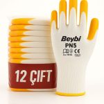 Beybi Pn5 Sarı Nitril İş Eldiveni Tam Kaplama – 12’Li Paket