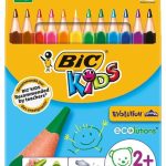 Bic Kırtasiye Unisex Çocuk Kids Evolution Üçgen Jumbo Kuru Boya Kalemi 12'Li Kutu