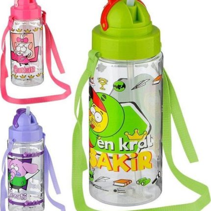 Gıpta Kral Şakir Desenli Pipetli Tritan Matara 500 CC (Karışık Model 1 Adet)