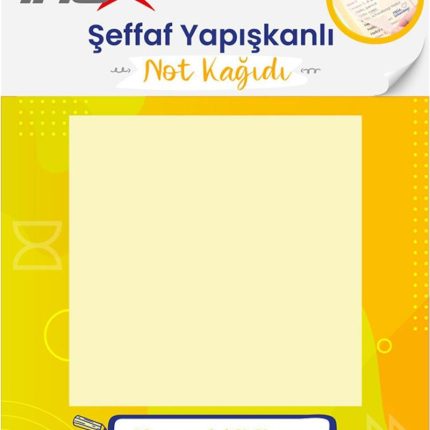Viva İnox Şeffaf Yapışkanlı Not Kağıdı 75x75 Sarı 50'li