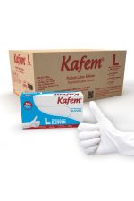 Kafem Beyaz Lateks Eldiven Pudralı (L) 100 Lü X 20 Paket (Koli)