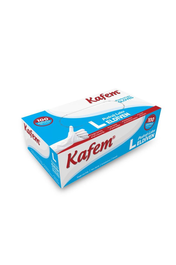 Kafem Beyaz Lateks Eldiven Pudralı (L) 100 Lü X 5 Paket - Görsel 2