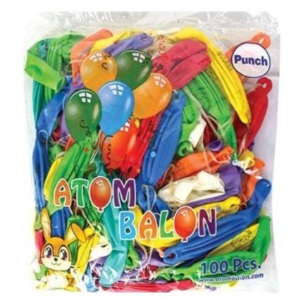 Kalbi Ticaret Lastikli Balon 100'Lü Ipli Zıpzıp Atom Balon Punch Panç Balon Büyük Boy Renkli Balon 100 Adet