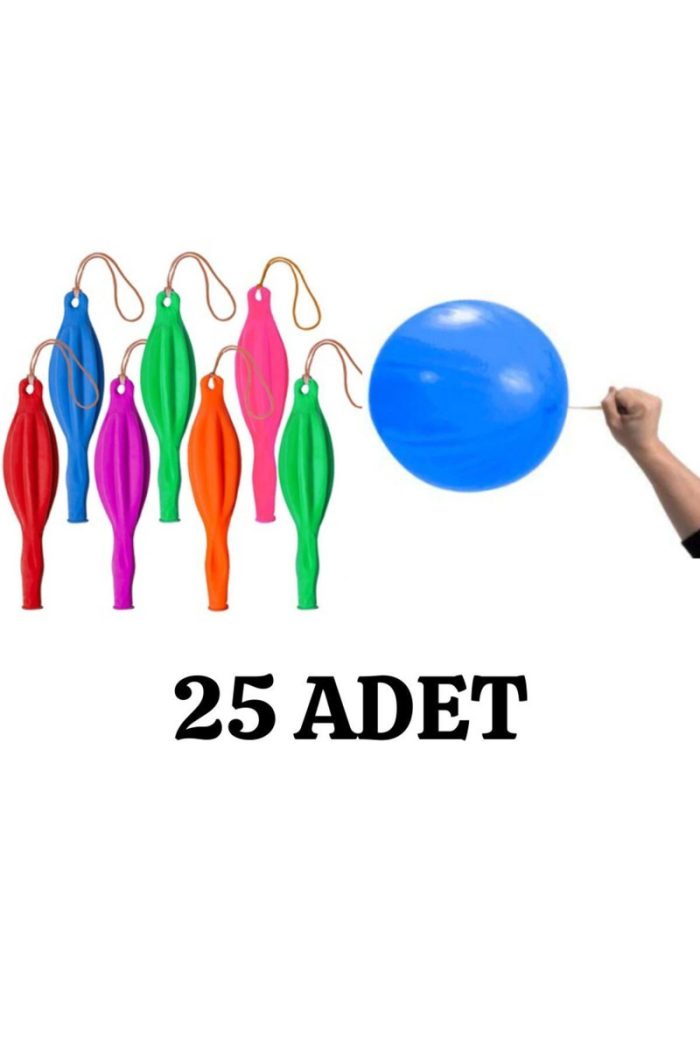 Kampus Kırtasiyem Kampüs Kırtasiyem İpli Balon 25'Li Lastikli Zıpzıp Atom Balon Punch Panç Balon Büyük Boy Renkli Balon - Görsel 4