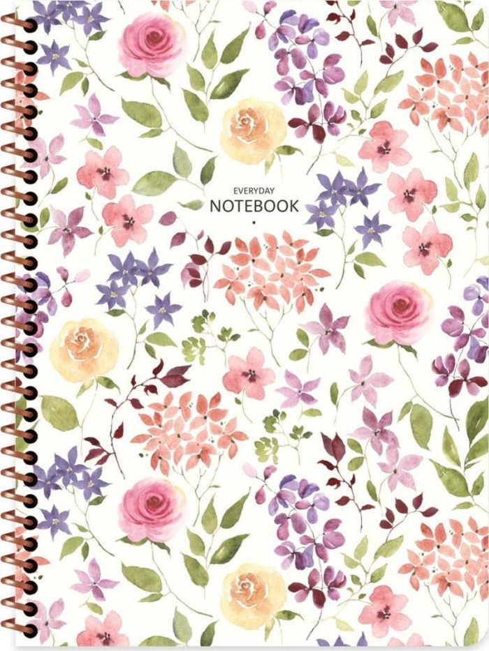 Keskin Color Not Defteri Karton Kapak Spiralli Çiçek 16,5X22,5Cm 80 Yaprak Çizgili 385341-99 (Karışık Renk 1 Adet) - Görsel 4