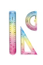 Keyroad 20 Cm Gökkuşağı Esnek Cetvel Seti (3'Lü Set) - Okul Ve Ofis İçin Renkli, Dayanıklı Cetvel