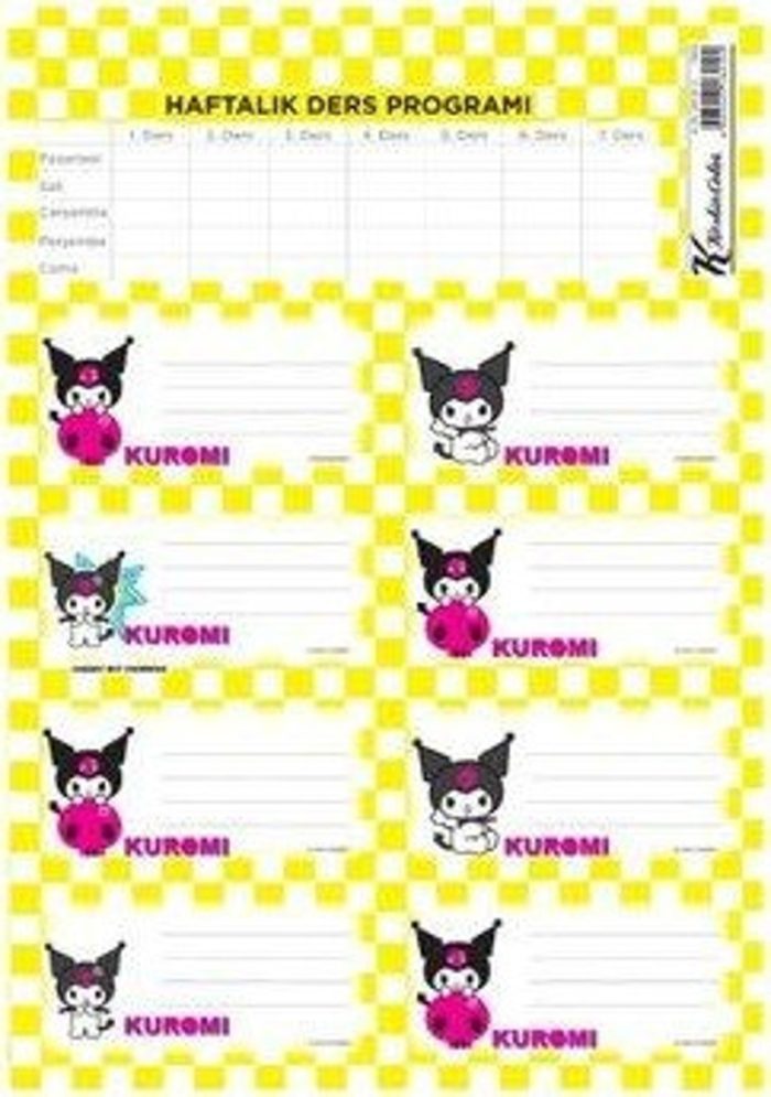 Kuromi Ders Programlı 3Lü Etiket - Görsel 3