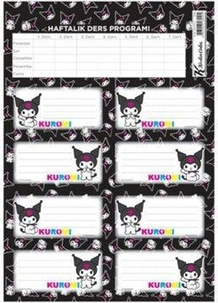 Kuromi Ders Programlı 3Lü Etiket - Görsel 2