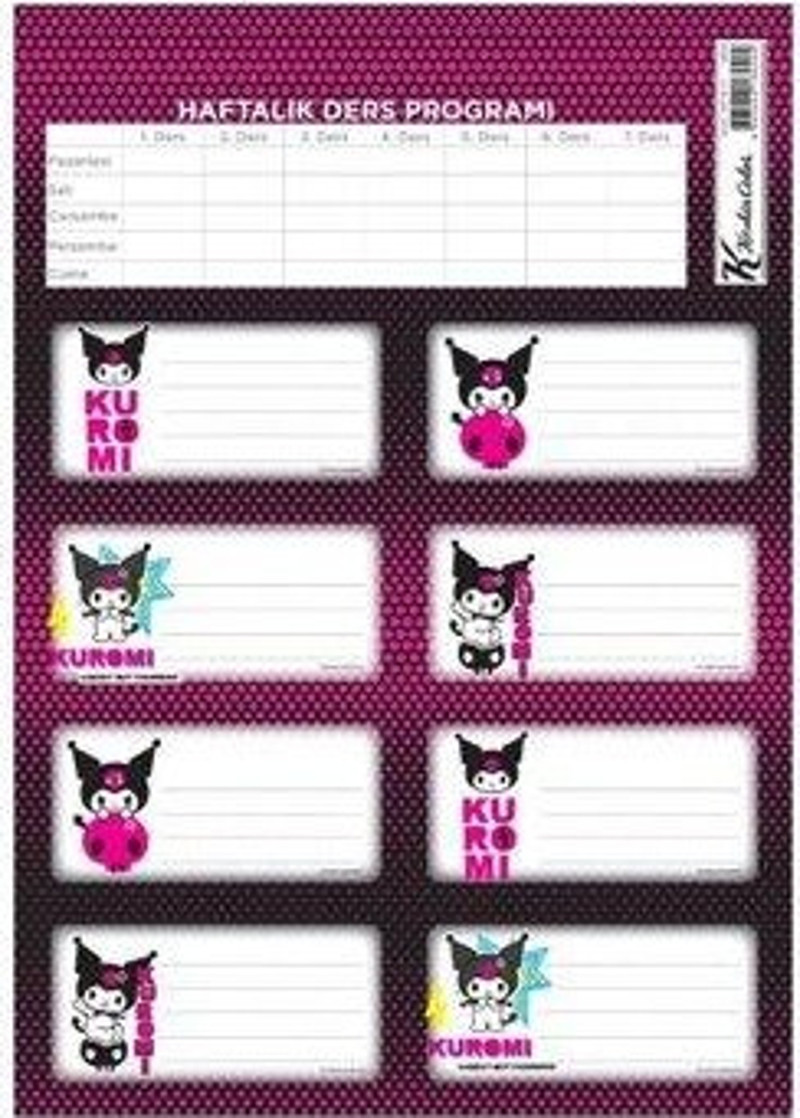 kuromi-ders-programli-3lu-etiket-673c365938b1e.jpg Kuromi Ders Programlı 3Lü Etiket - Görsel 1