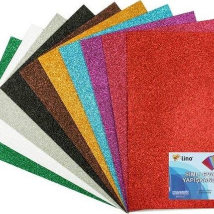 Lino Eva 10 Renk 2mm Simli Yapışkanlı 10lu Paket