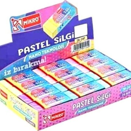 Mikro Silgi Renkli Soft Pastel 2B-24 - 3 adet