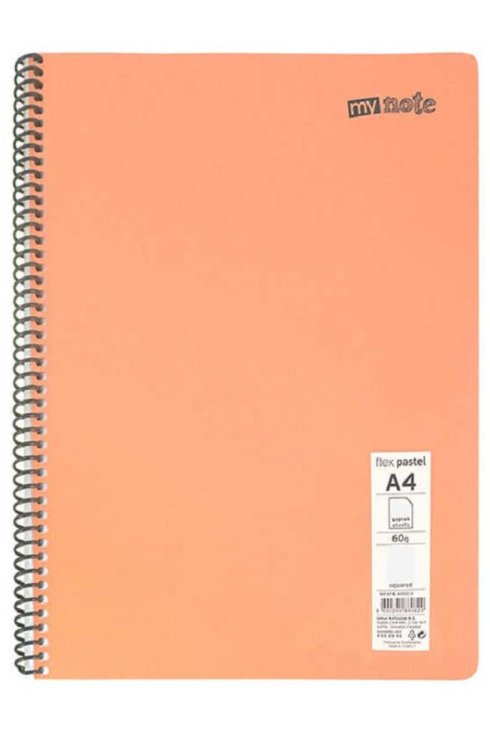 Mynote Defter Okul Defteri Spiralli Telli Pp Kapak A4 2 Adet Farklı Renklerde - 60 Sayfa Kareli ( 2 Adet ) - Görsel 2