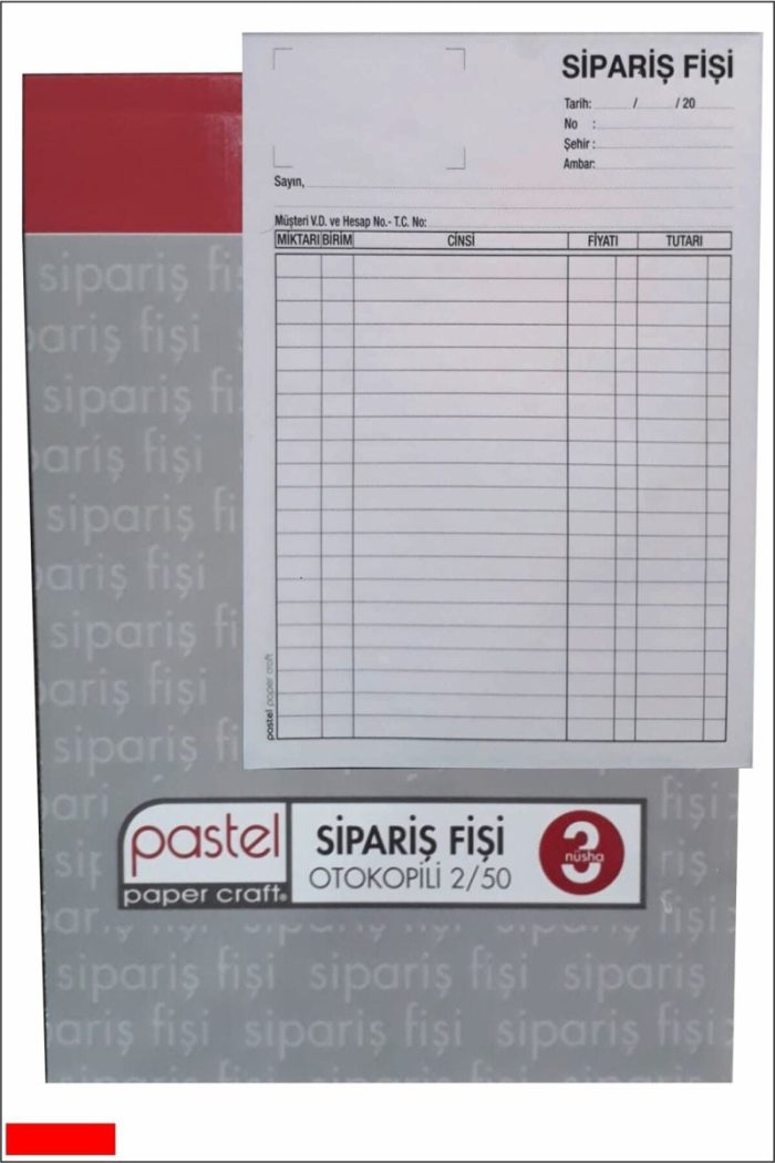 Pastel Sipariş Fişi 14X20 Cm Ölçülerinde A5 2/50 Otokopili 3 Nüsha (1 Asıl 2 Suret) 1 Adet (1 Cilt) - Görsel 3