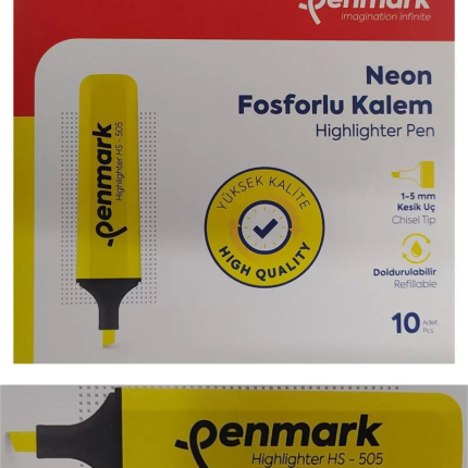 Penmark Fosforlu Kalem Neon Sarı Renk (10 Adet)