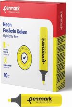 Penmark Neon Fosforlu İşaretleme Kalemi Sarı Fosforlu Kalem (10 Lu Paket) - Görsel 2