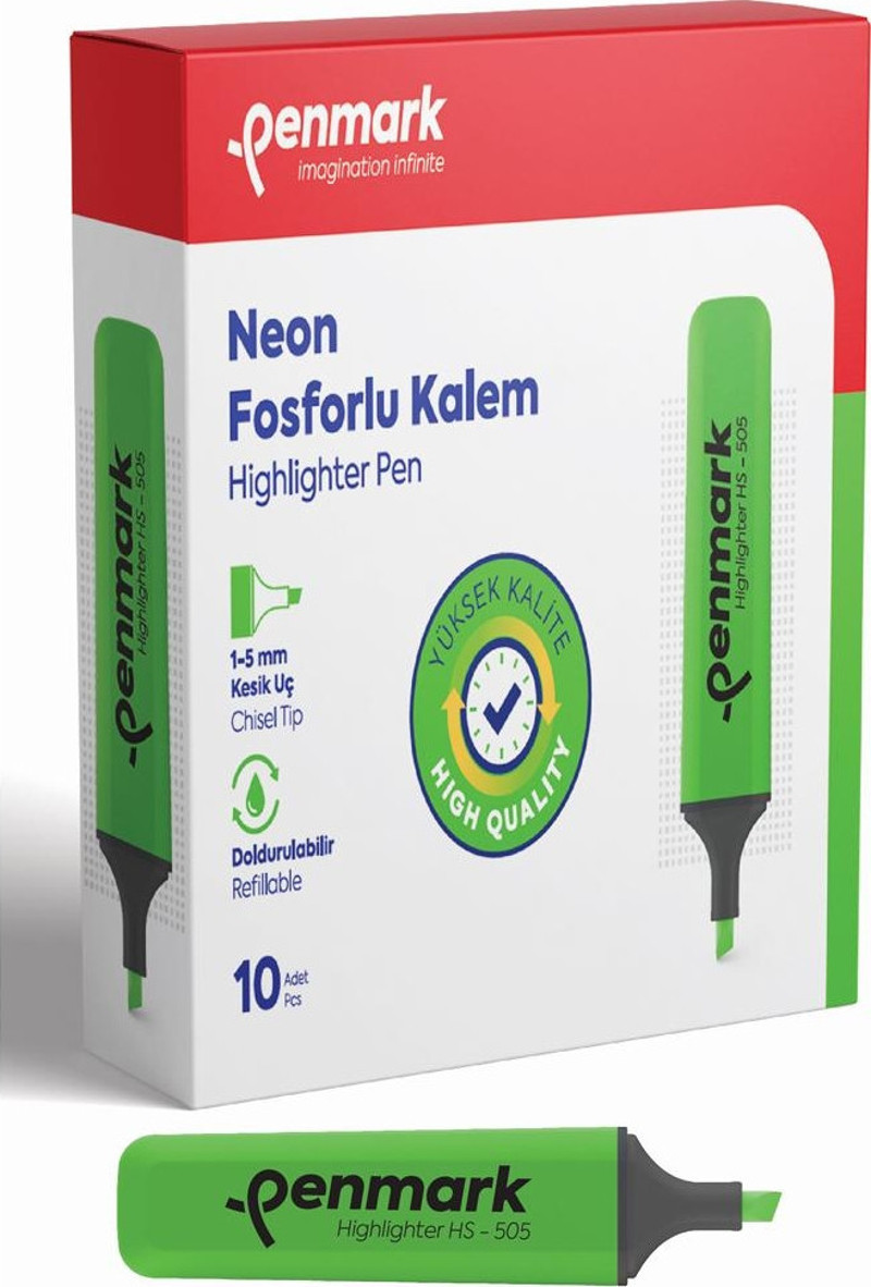 penmark-neon-fosforlu-kalem-yesil-hs-505-02-66c7b94d7bfb9.jpg Penmark Neon Fosforlu Kalem Yeşil Hs 505 02 - Görsel 1