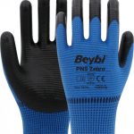 Beybi PN5 Zebra Polyester Örme Nitril Eldiven Mavi - 5 Çift