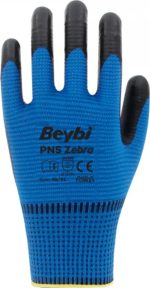 Beybi Pn5 Zebra Polyester Örme Nitril Eldiven Mavi - 5 Çift - Görsel 3