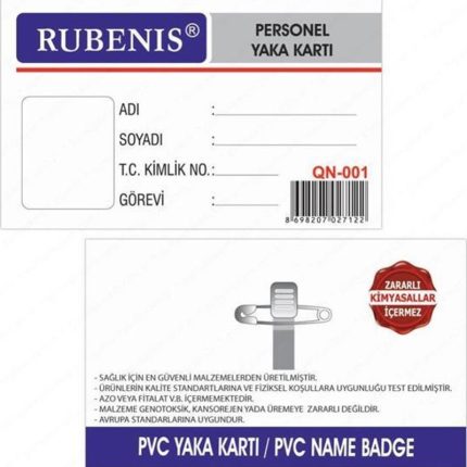 Rubenis Şeffaf Yaka Kartı İğneli