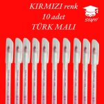 Seyfikirtasiye 0.5 Mm Iğne Uç Kırmızı Tükenmez Kalem 10 Adet Yeni Seri Yeni Üretim Türk Malı Pensan 2305 Kırmızı