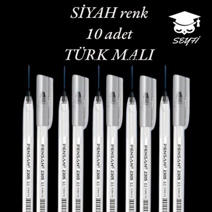Seyfikirtasiye 0.5 Mm Iğne Uç Siyah Tükenmez Kalem 10 Adet Yeni Seri Yeni Üretim Türk Malı Pensan 2305 Siyah