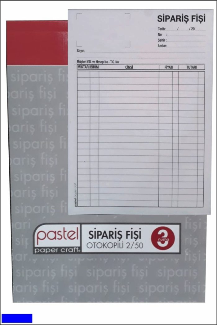 Pastel Sipariş Fişi 14x20 Cm Boyutlarında A5 2/50 Otokopili 3 Nüsha (1 Asıl 2 Suret) (6'lı Paket) 6 Adet - Görsel 3