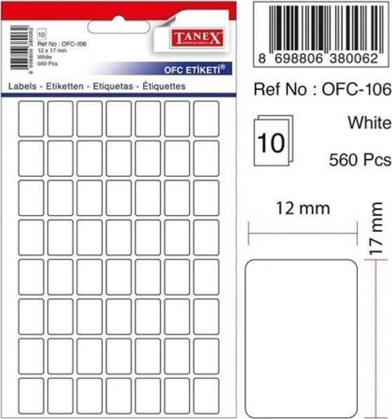 tanex-ofc-106-beyaz-ofis-etiketi-12x17mm-10-syf-560-adet-66c5abb6050ad.jpg Tanex Ofc-106 Beyaz Ofis Etiketi 12X17mm 10 Syf - 560 Adet - Görsel 1