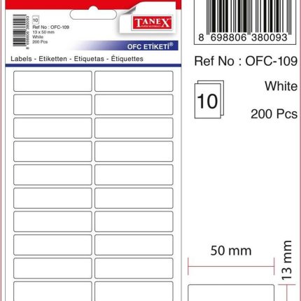 Tanex OFIS ETIKETI OFC-109 BEYAZ - (30 Adet)