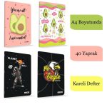 Uninote A4 40 Yaprak Karton Kapak Dikişli Defter Kareli