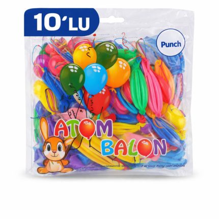 Uslucan Alışveriş Renkli Atom Balon Punch Balon Lastik İpli Parti Balonu 10 Adet