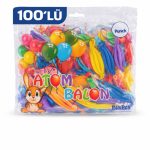 Uslucan Alışveriş Renkli Atom Balon Punch Balon Lastik İpli Parti Balonu 100 Adet